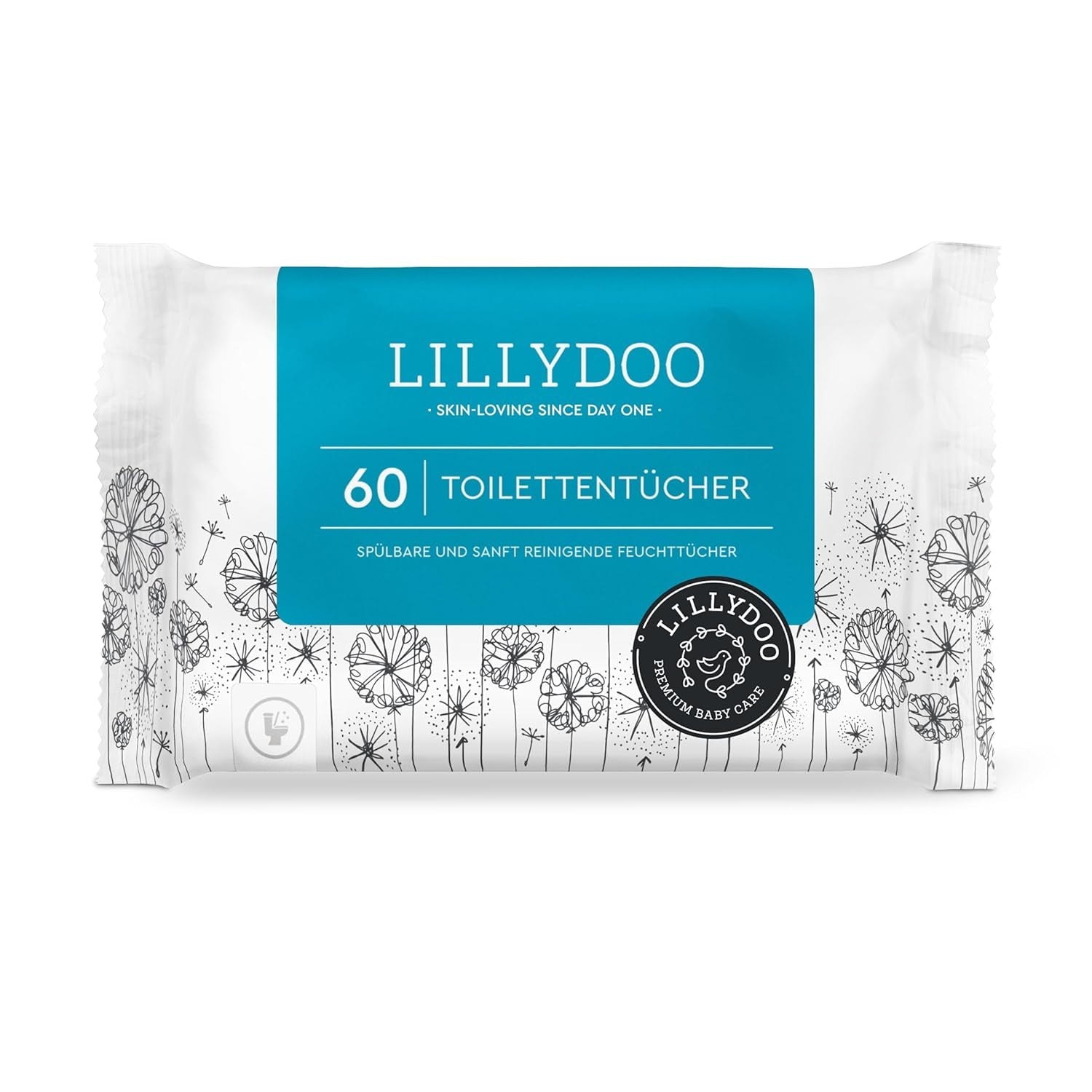 LILLYDOO Salviette umidificate per toilette 720 pezzi (12 x 60) Salviette lavabili senza plastica al 100% Senza profumo