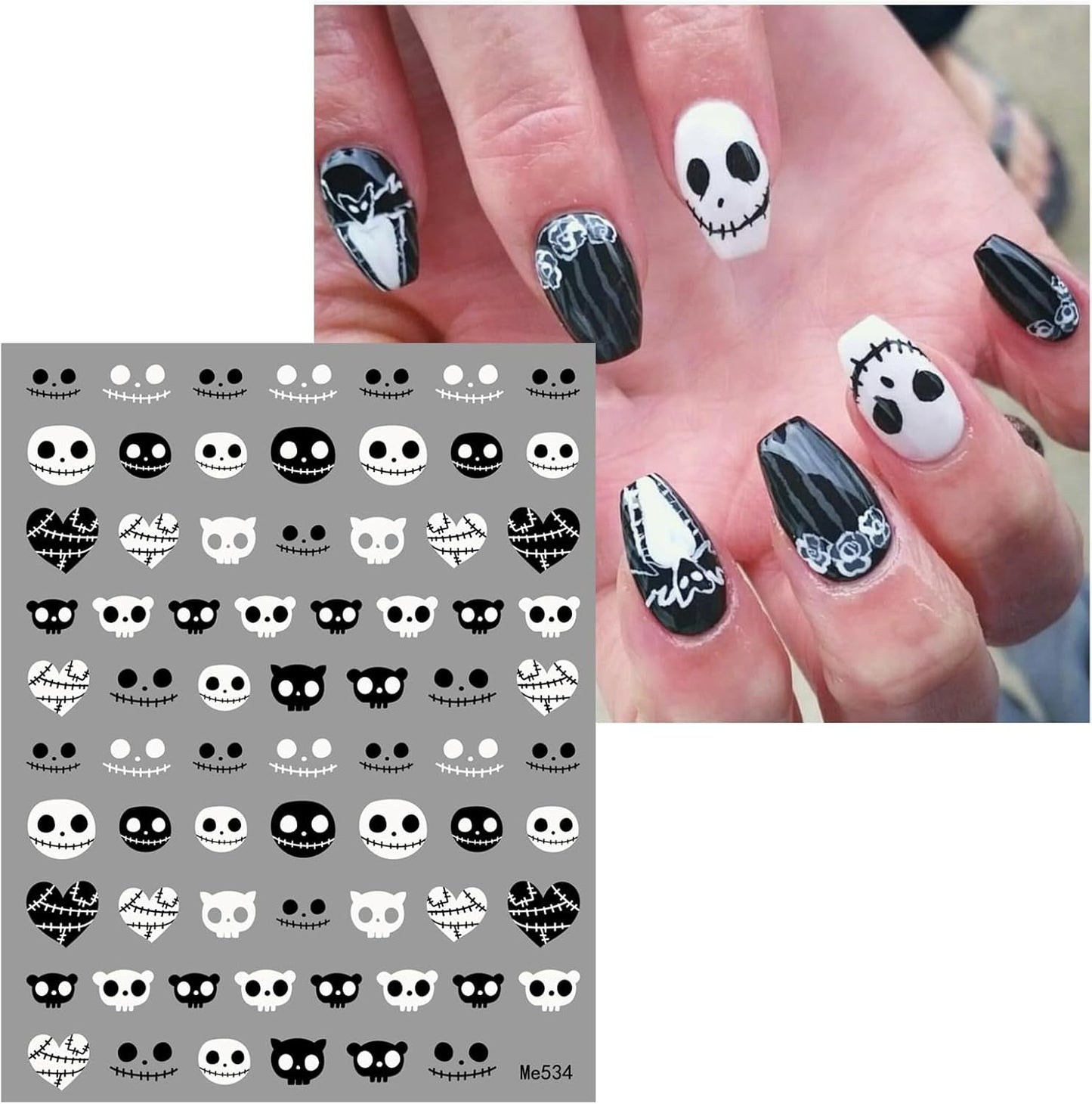 JMEOWIO Adesivo per unghie Halloween 9 Blatt Nail Art Sticker Adesivo per unghie Decorazione per decorazioni Decorazioni per unghie