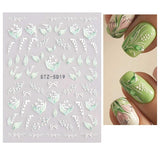 JMEOWIO 3D Nagelsticker Frühling Blume Nail Art Sticker Selbstklebend Nagelaufkleber 5D Stereoscopic Buntes Sommer Blumen Dekoration Nageldesign Zubehör 4 Blatt