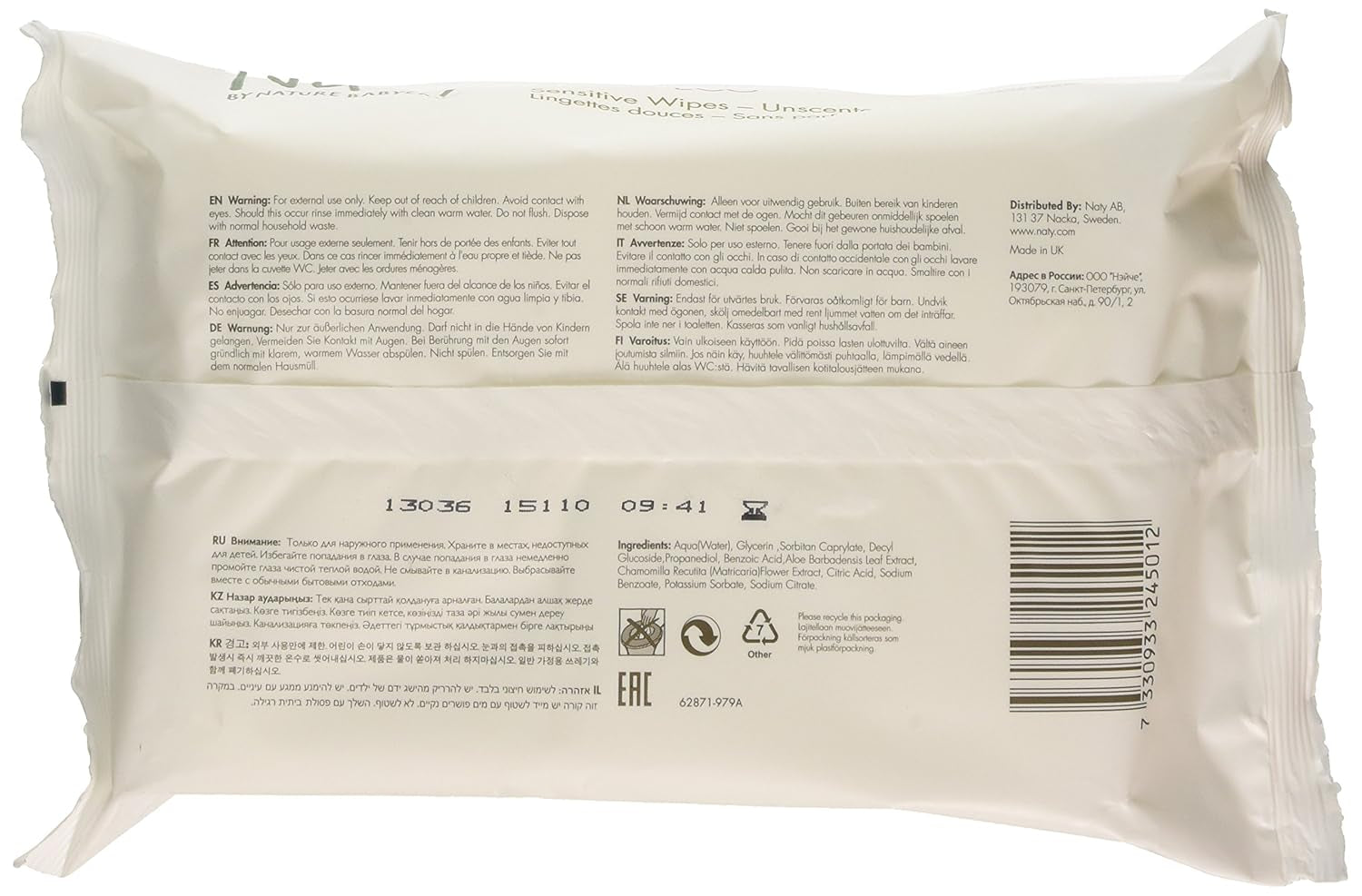 Eco by Naty Baby Care, salviettine umidificate biologiche per neonati, senza profumo, 56 pannolini