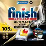 Finish Ultimate plus Infinity Shine Citrus Pastiglie per Lavastoviglie - Pastiglie per Lavastoviglie, Pulizia Intensiva - 105 Capsule, Lemon Naty Shop 105 Capsule