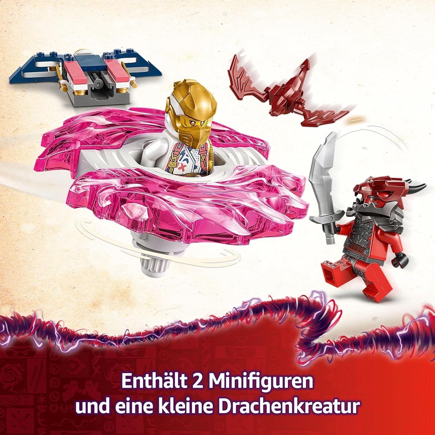 LEGO NINJAGO Spinner Spinjitzu del drago di Sora - Giocattolo ninja d'azione con 2 minifigure - Piccolo set da gioco per bambini - Idea regalo per ragazzi e ragazze di 6 anni 71824 Set da costruzione Besuche den LEGO-Store