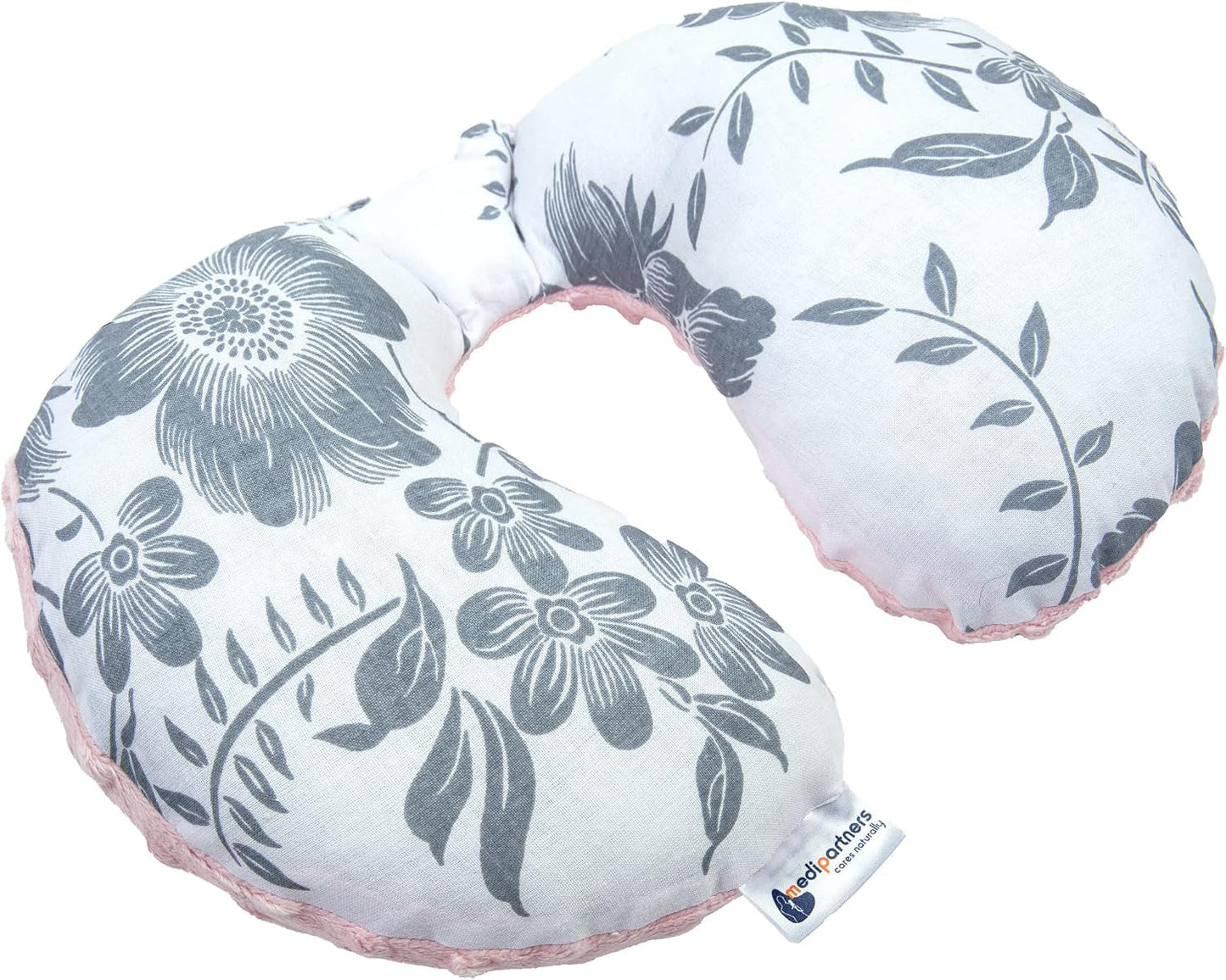 Medi Partners Cuscino per il collo del bambino Supporto per il collo 100% cotone / Minky Cuscino per il collo del bambino per auto Passeggino Viaggi Viaggio Sonno Cuscino per il collo Snooze Roll (REH con Minky grigio) Cuscini ortopedici cervicali Naty Shop Berry con Minky rosa