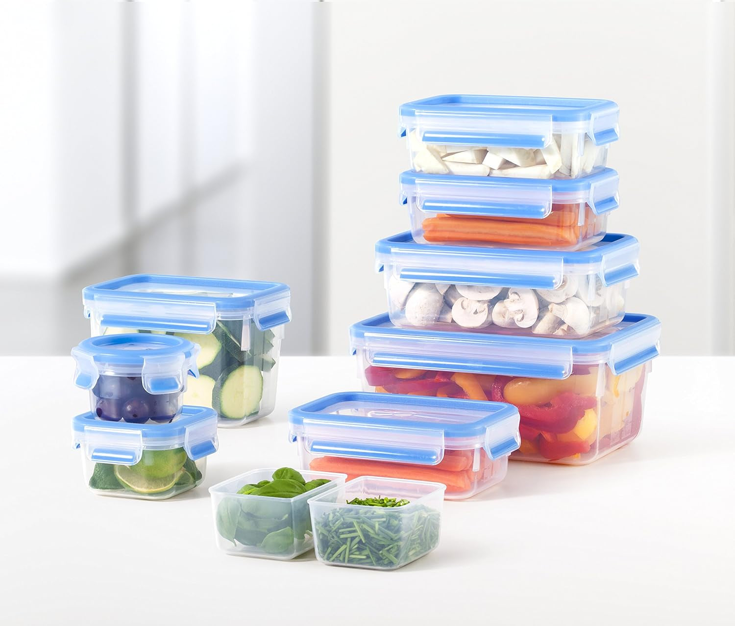 Emsa 515585 Clip per alimenti e chiusura | Set da 3 pezzi | plastica | trasparente/verde | Contenitori per alimenti Naty Shop da 0,55 / 1 / 2,2 litri