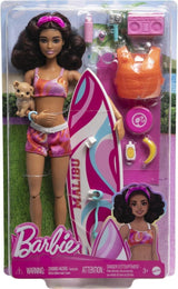 Barbie Bambola Surfista con Tavola da Surf e Maniglia, Asciugamano e Radio per Avventure e Storie in Spiaggia, Clip e Cinturino alla Caviglia per un Surf Realistico, dai 3 Anni in su HPL69 Naty Shop Modern Dolls