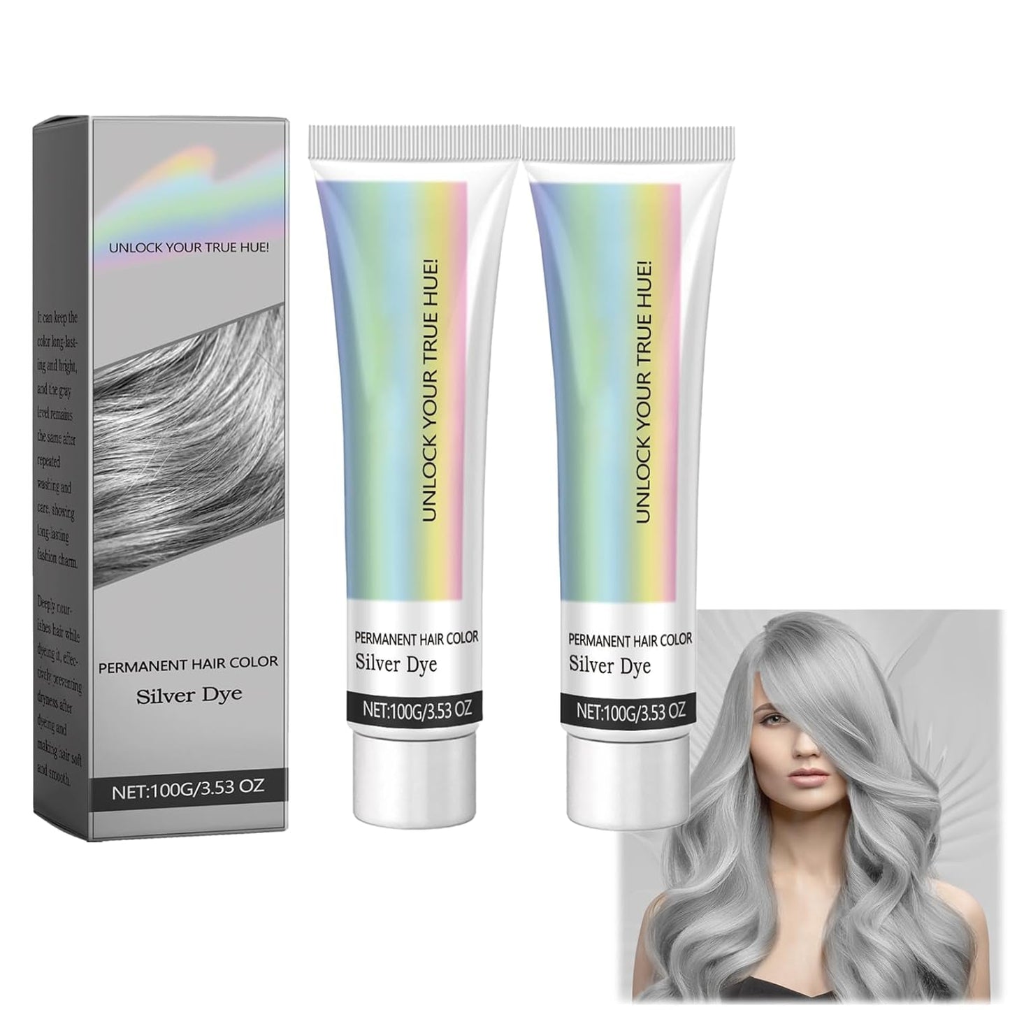 Colore Per Capelli Argento Grigio Argento Crema Colorante Naturale Per Capelli Crema Colorante Temporanea Per Capelli Crema Colorante Per Capelli Grigi Tintura Per Capelli Argento Semipermanente Per Tutti I Tipi Di Capelli 2 Pezzi Naty Shop Tinture Per Capelli Titolo predefinito