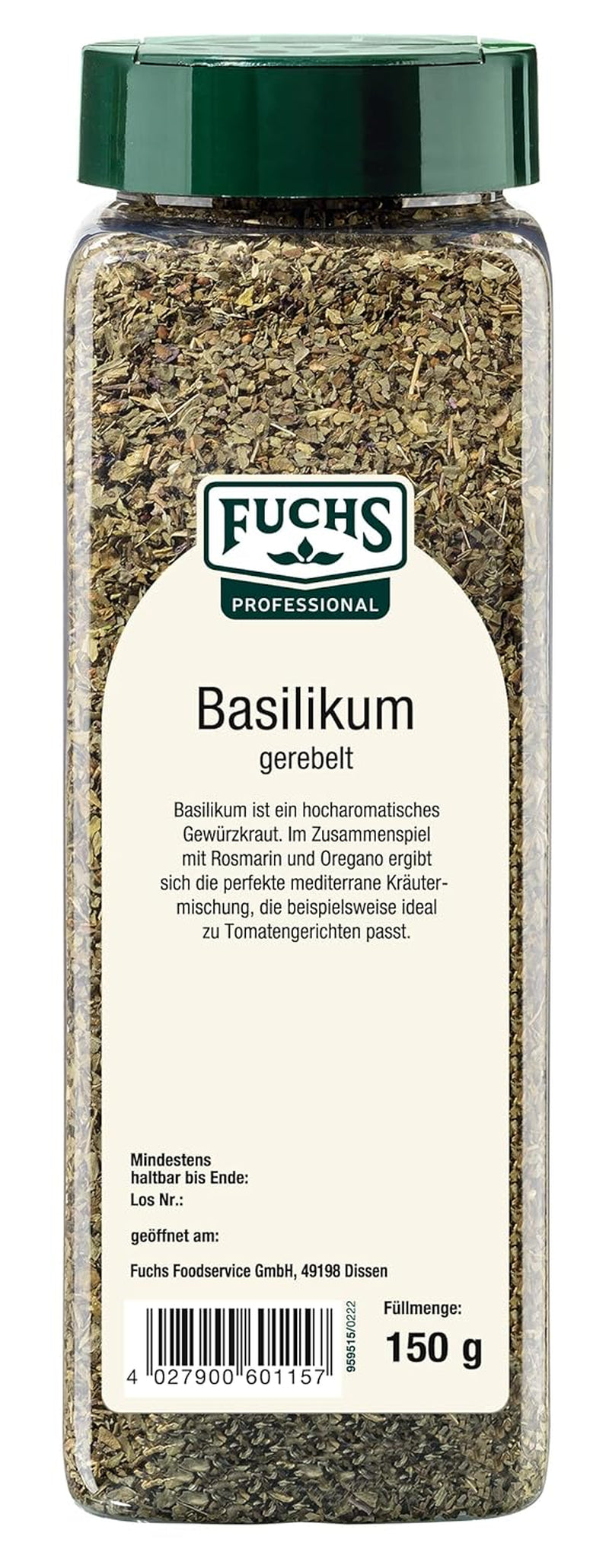 - Basilikum gerebelt | Mediterranes Gewürzkraut für Grossverbraucher | Mit praktischem Streuaufsatz | 150 g nel grande sforzo