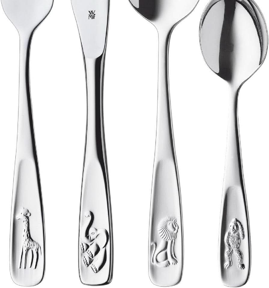 WMF Animals set posate in acciaio inox per bambini, 4 pezzi, lucido Cromargan Kitchen Naty Shop