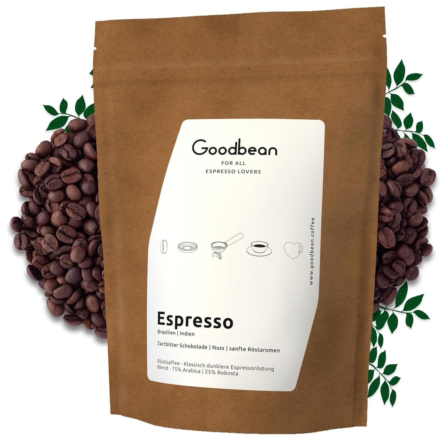 ESPRESSO | Caffè in grani 500g - 100% Arabica | Appena tostato per preparare l'espresso | Caffè in grani interi | Gusto classico del caffè