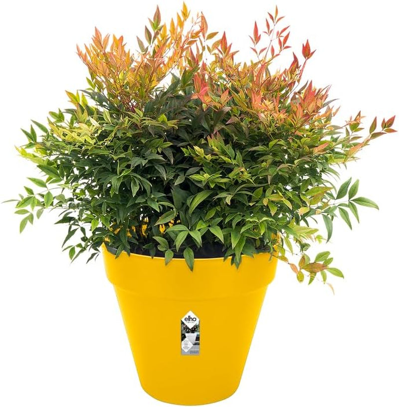 elho Loft Urban Round 40 - Vasi da fiori da esterno - 100% plastica riciclata - Ø 38,5 x H 35,3 cm - Giallo/Ocra