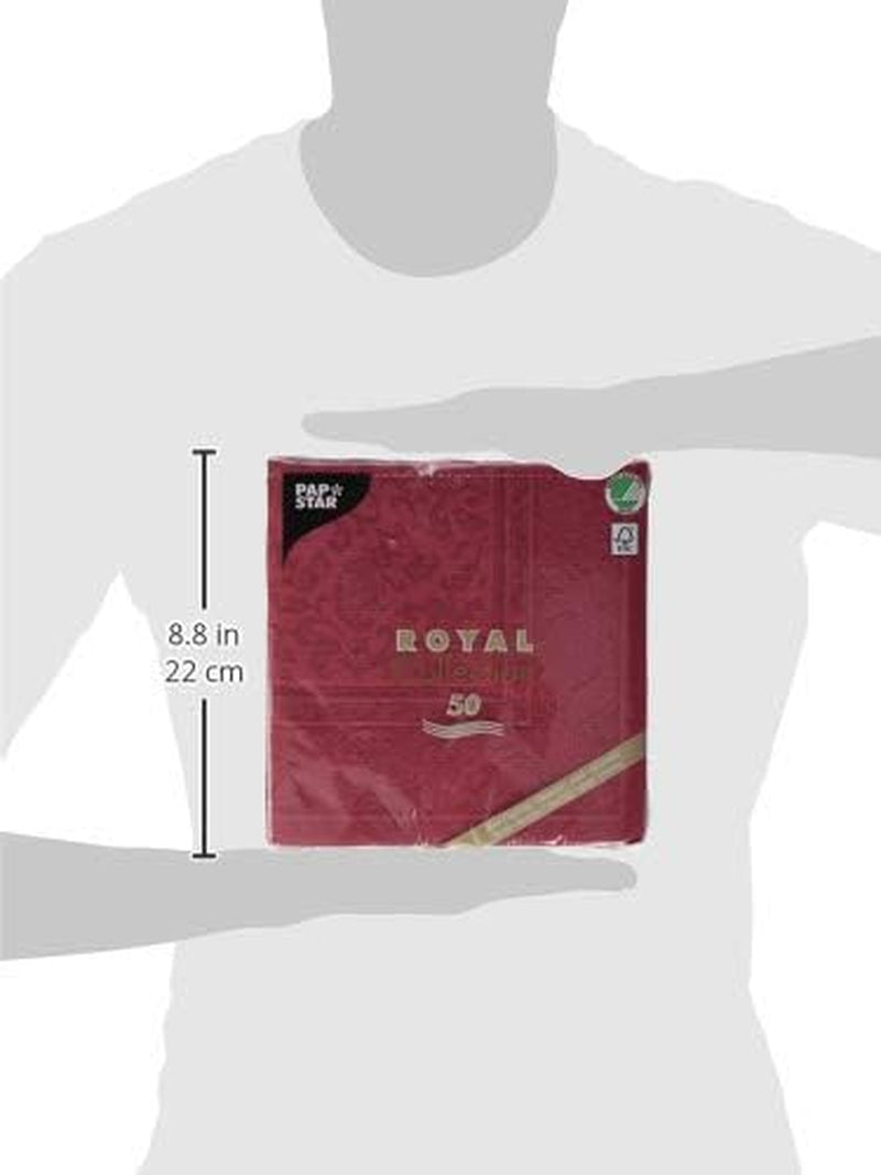 50 tovaglioli "ROYAL Collection" piega 1/4 40 Cm X 40 Cm Bordeaux "Ornamenti"