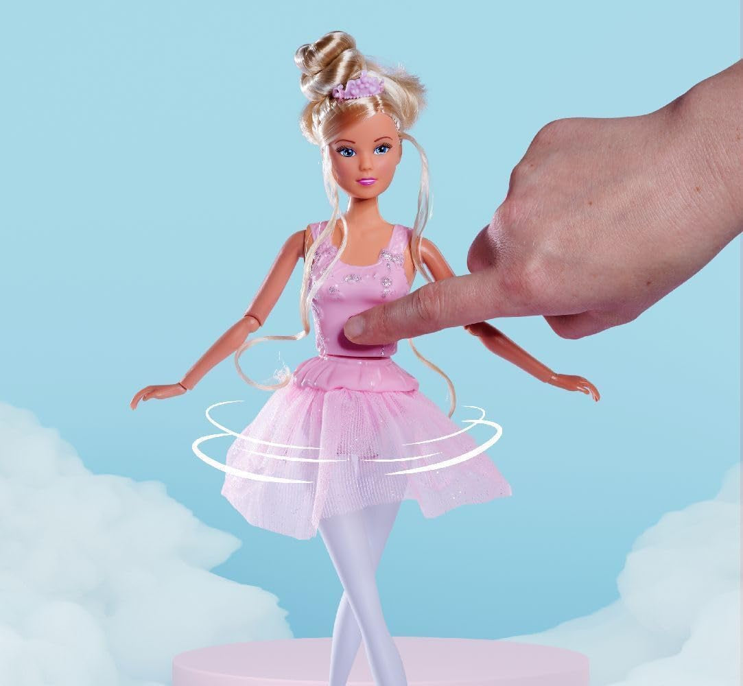 Simba 105733603 - Steffi Love Dancing Ballerina, Steffi come bambola ballerina con amico animale e gonna girevole, bambola da gioco 29 cm, da 3 anni