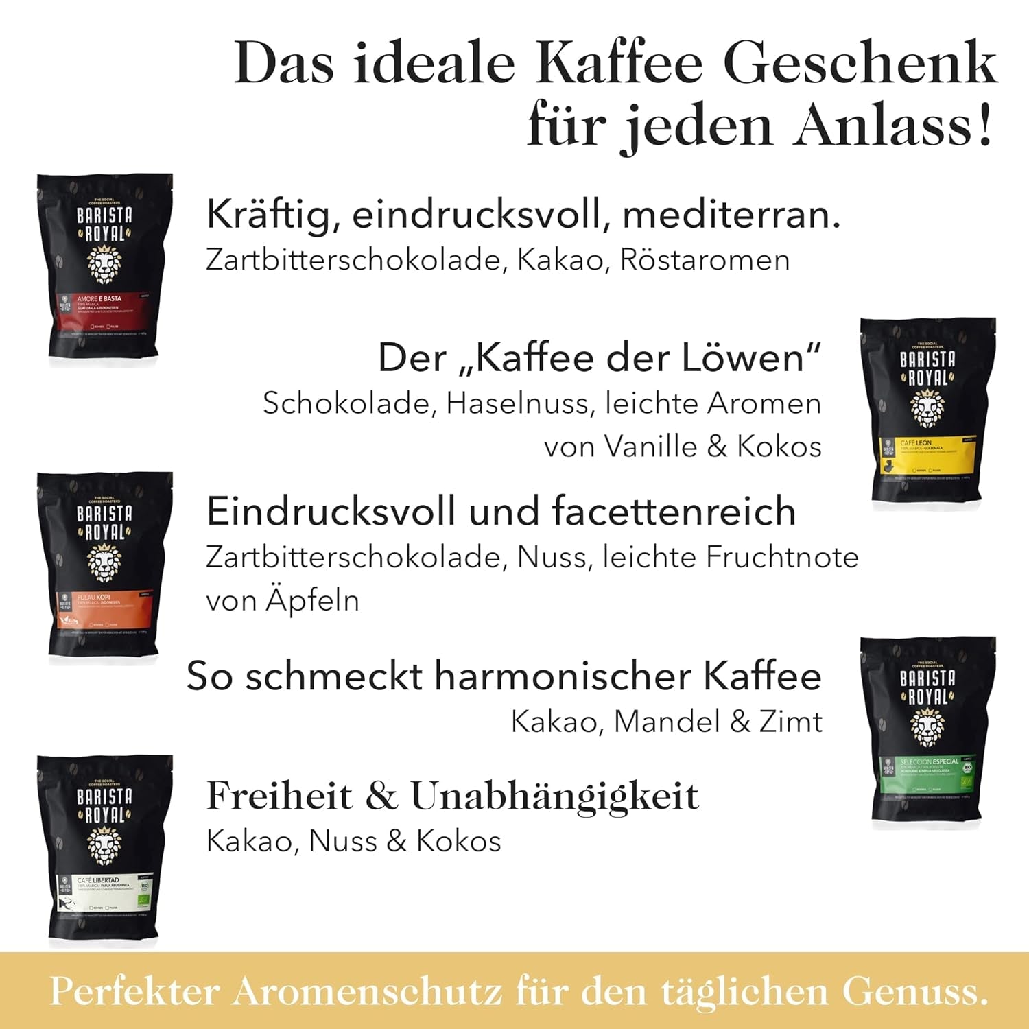 Set Degustazione Caffè in Grani Interi 5 x 350g | Pacchetto Discovery Chicchi di caffè in set regalo | Arabo | Commercio equo e solidale | Vegano | Ideale per macchine da caffè automatiche, macchine da caffè con filtro, macchine da caffè pour-over e French Press | BARISTA REALE