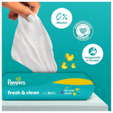 Salviettine umidificate Pampers Fresh Clean, 15 confezioni da 80 salviette, 1200 salviette totali, profumo leggero, adatte anche per mani e viso