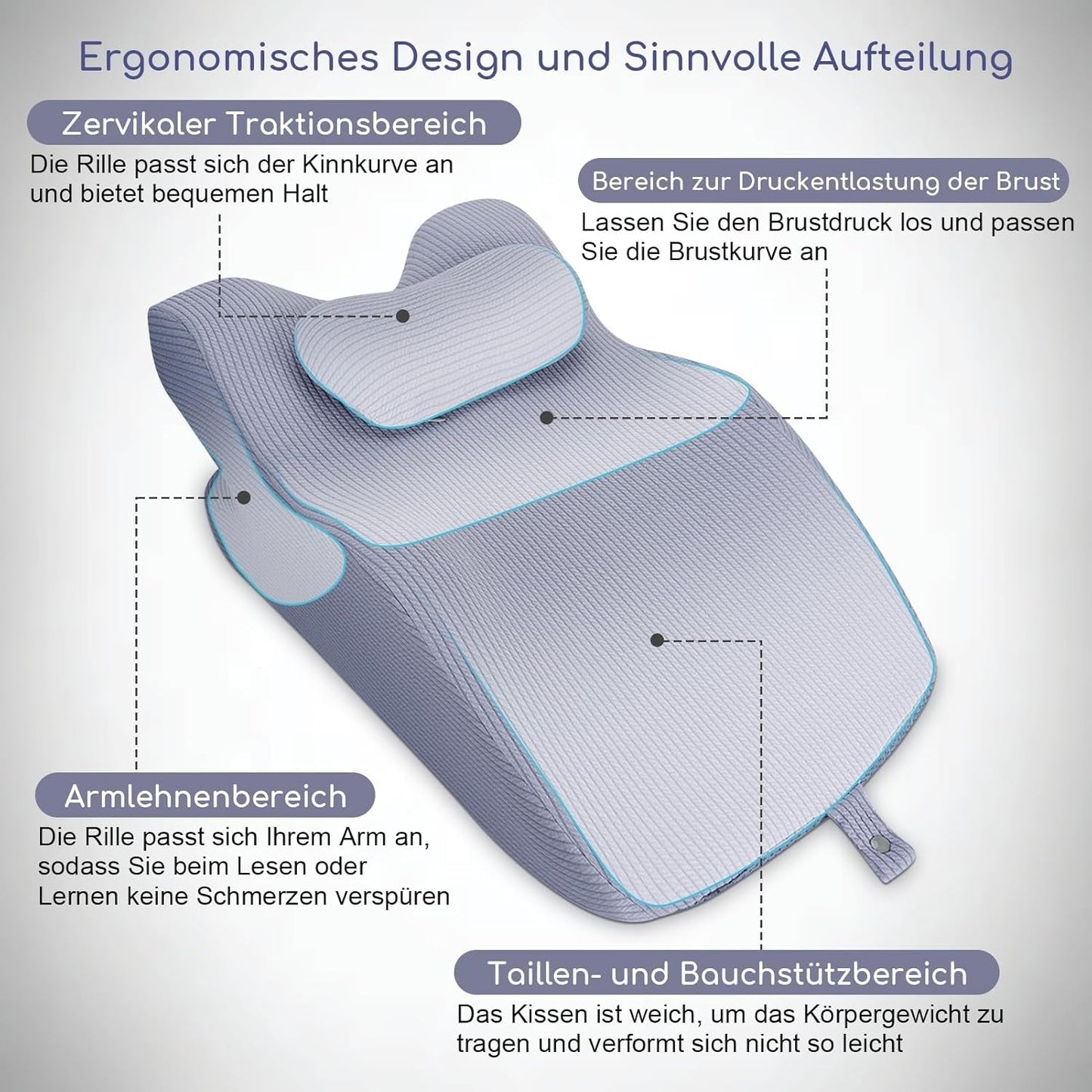 Cuscino da lettura per letto e divano, Cuscino in piuma, Cuscino da letto in memory foam, Cuscino per dormire sul fianco, Cuscino ergonomico per il supporto della schiena per leggere e guardare la TV