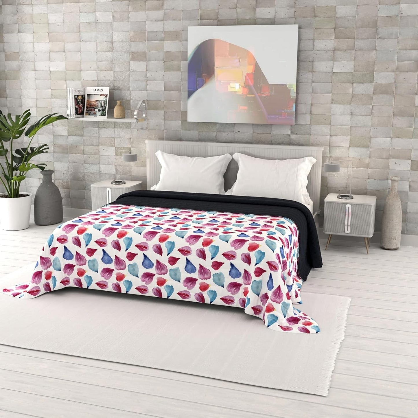 Trapunta estiva stampata fantasia, imbottitura in poliestere, Petali, 260X270Cm Trapunte e Trapunte Naty Shop Petali 260X270Cm