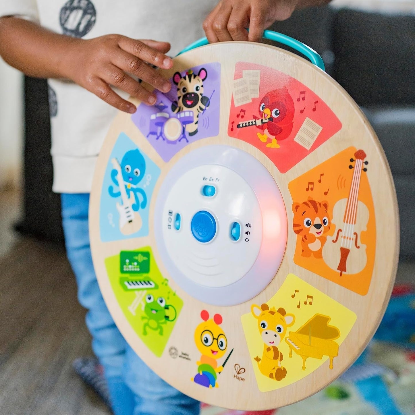 Baby Einstein, Hape, Cal's Smart Sounds Symphony Magic Touch Gioco di attività elettronico in legno in 3 lingue (inglese, francese e spagnolo), 3 modalità, dai 6 mesi Giocattoli per bambini Naty Shop