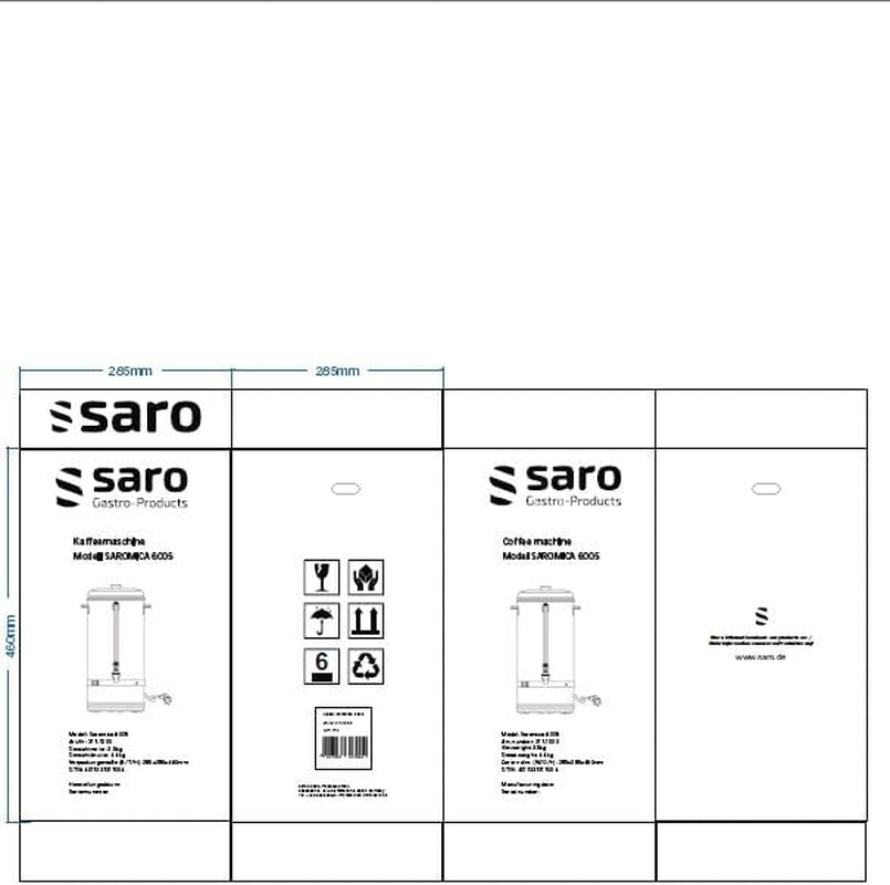 Macchina per caffè espresso Saro con filtro tondo - 6,75 L / 40 tazze - acciaio inox - funzione erogazione e mantenimento in caldo - rubinetto di sicurezza - vetro spia - 1,5 kW - modello SAROMICA 6005