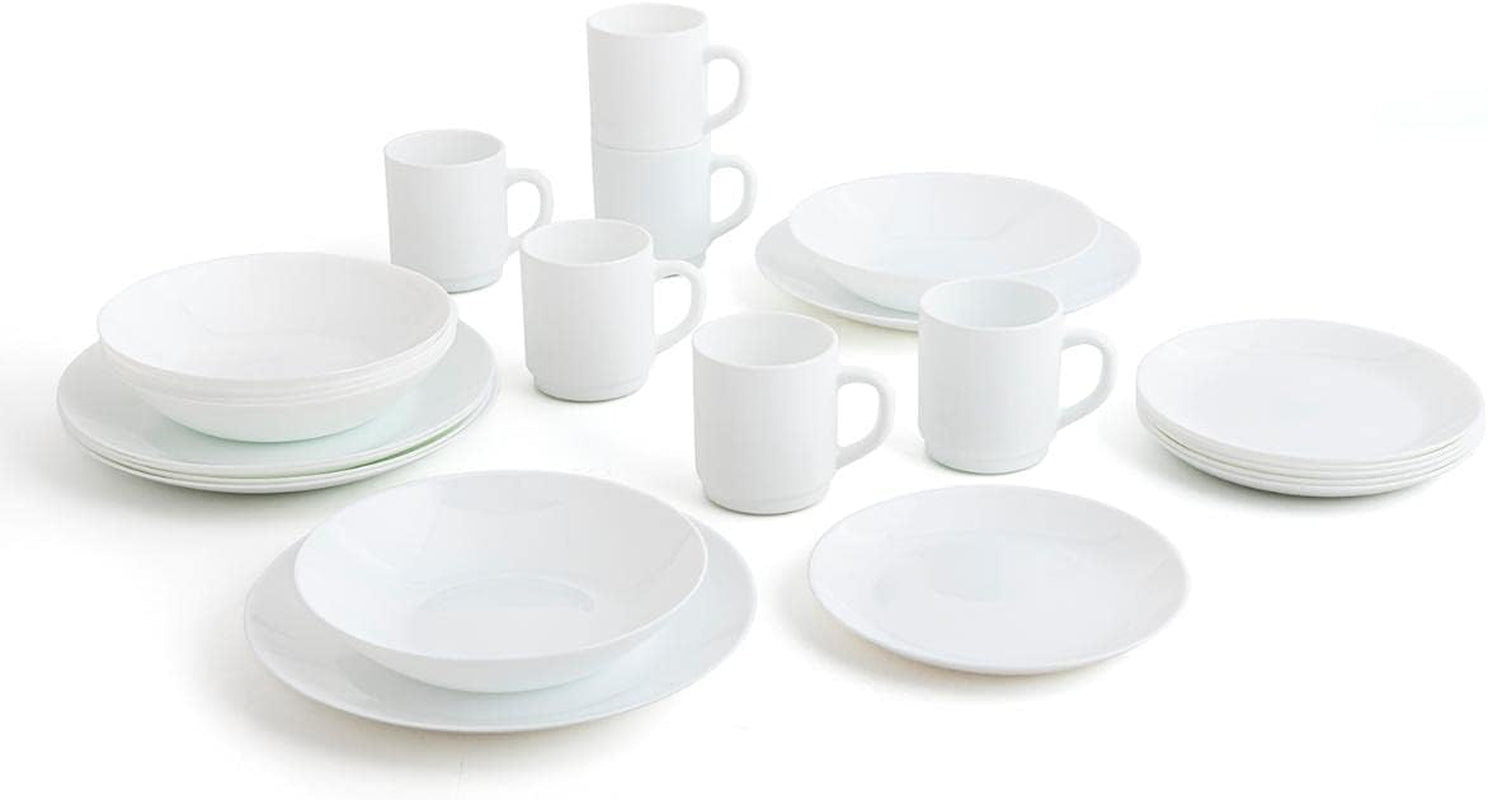 Servizio Piatti Bianco per 6, 24 Pezzi, 6 Piatti Piani, 6 Piatti Piani, 6 Piatti Dessert e 6 Tazze, Multicolore, 24 Pezzi