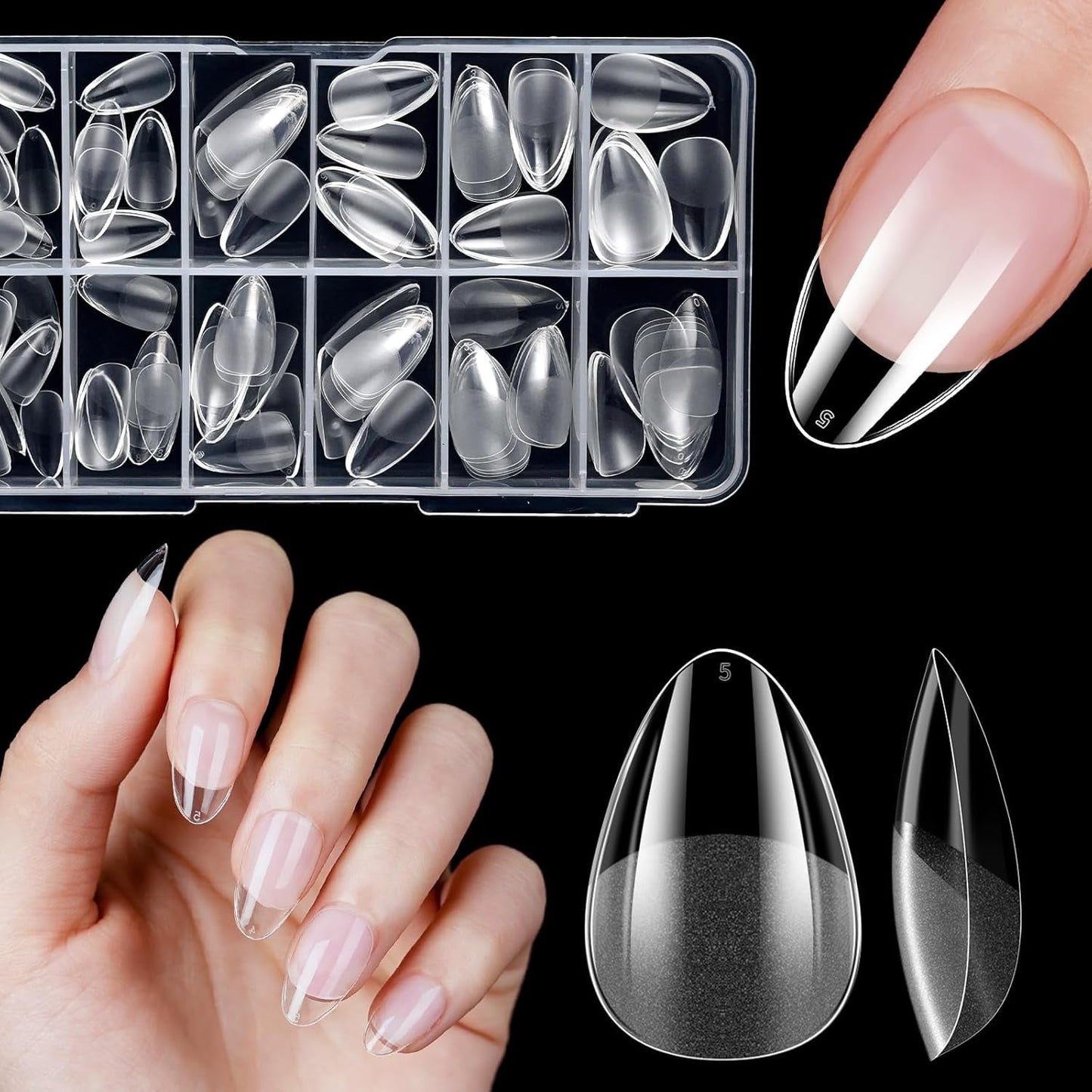 Unghie finte corte Ballerina 120 pezzi Colla su 12 misure Unghie artificiali corte Gel morbido Copertura completa Punte per unghie per unghie corte in gel S
