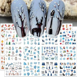 Adesivi per unghie natalizi 3D Trasferimento acqua autoadesivo Albero di Natale Fiocco di neve Alce Pinguino Nail art natalizia Disegni per unghie invernali Adesivi natalizi Accessori per unghie