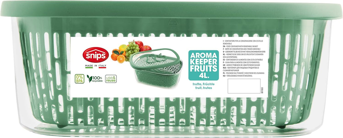 Sega per conservare sapore frutta, plastica, verde, 4 LT - rettangolare Scatole conservazione alimenti Naty Shop