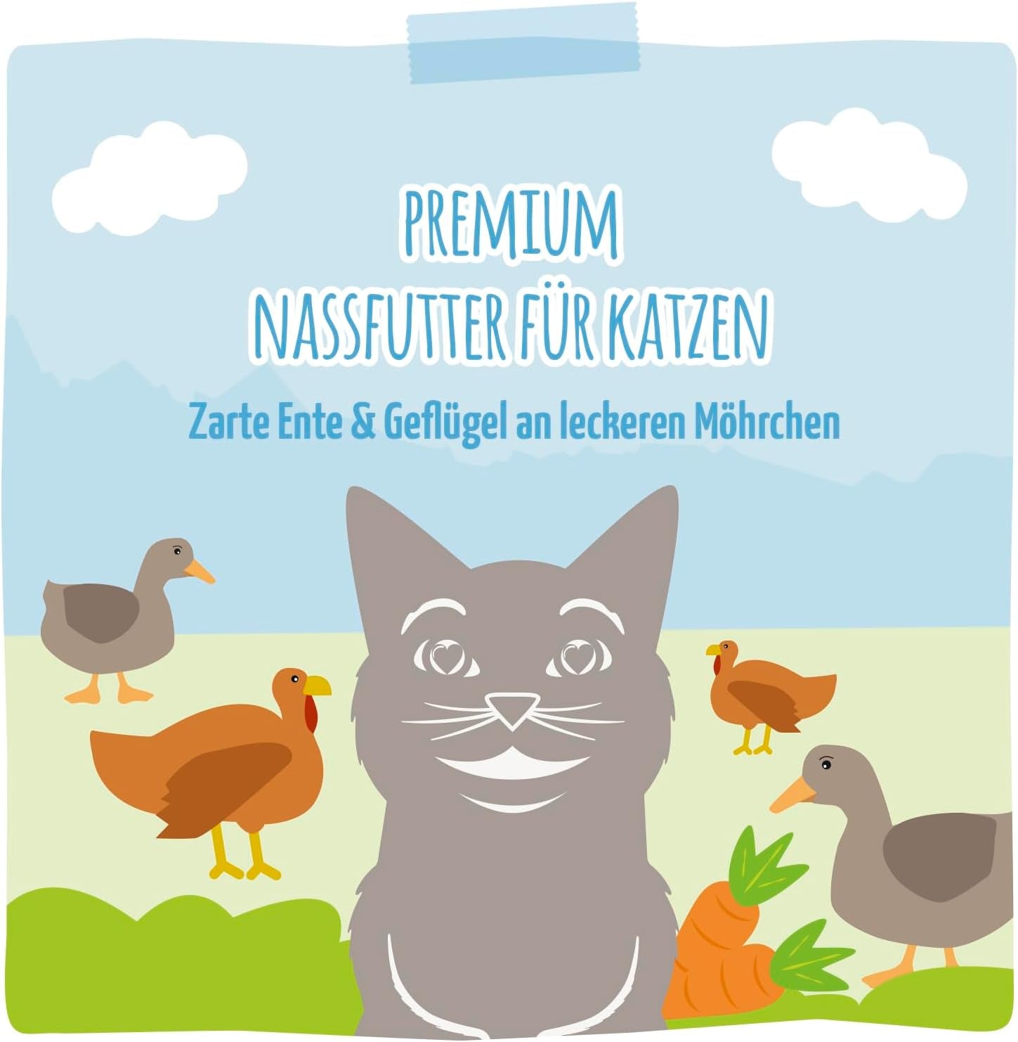 MjAMjAM - Cibo umido premium per gatti - Tenera anatra e pollame con deliziose carote, 1 confezione (1 x 400 g), senza cereali con carne extra