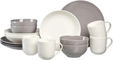 Ritzenhoff & Breker Levi Servizio da tavola da 16 pezzi, Piatti, Ciotole e tazze per 4 persone, Design scandinavo con fine rilievo scanalato, Stoviglie Mix & Match, Porcellana, Bianco e Grigio