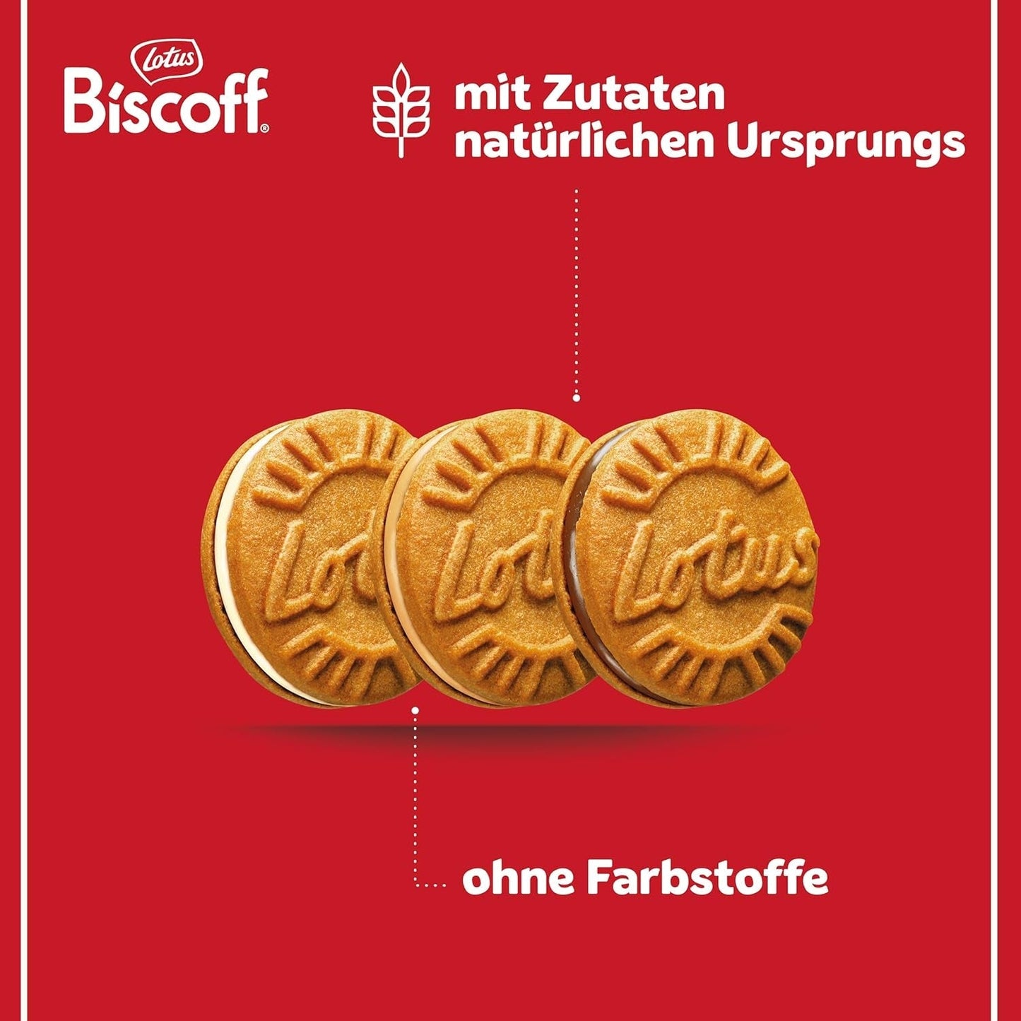 Loto Biscoff | Confezione varietà di biscotti doppi | 3 Varietà: Crema Biscoff, Gusto Vaniglia e Cioccolato | 5 biscotti doppi per confezione | Ingredienti di origine naturale | Senza coloranti | 16 x 50 g | 800 g