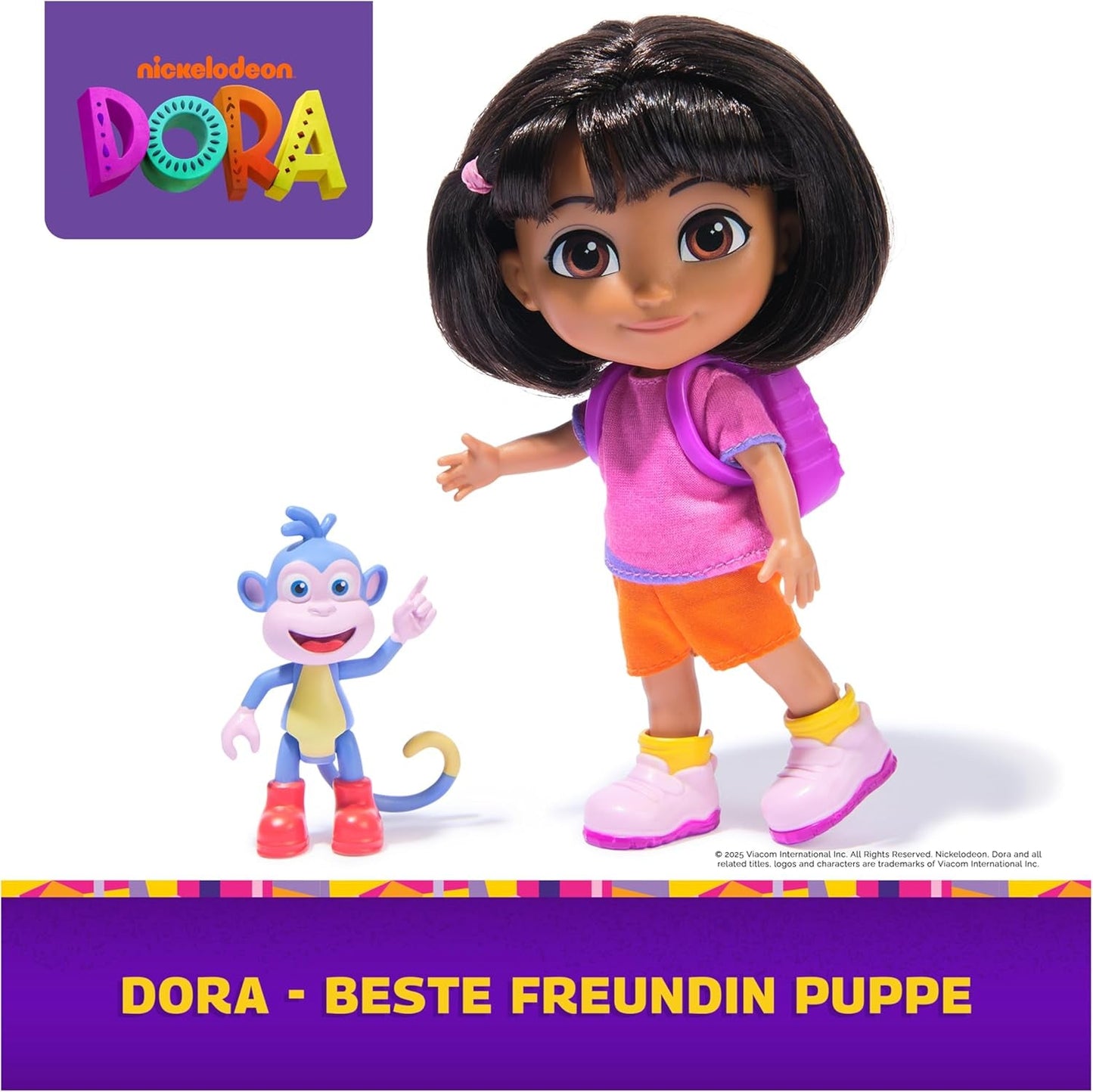 DORA - Bambola Best Friend - Misura 22 cm, con capelli pettinabili, cartella e stivali da scimmia, conosciuta dalla popolare serie TV, per bambini dai 3 anni in su