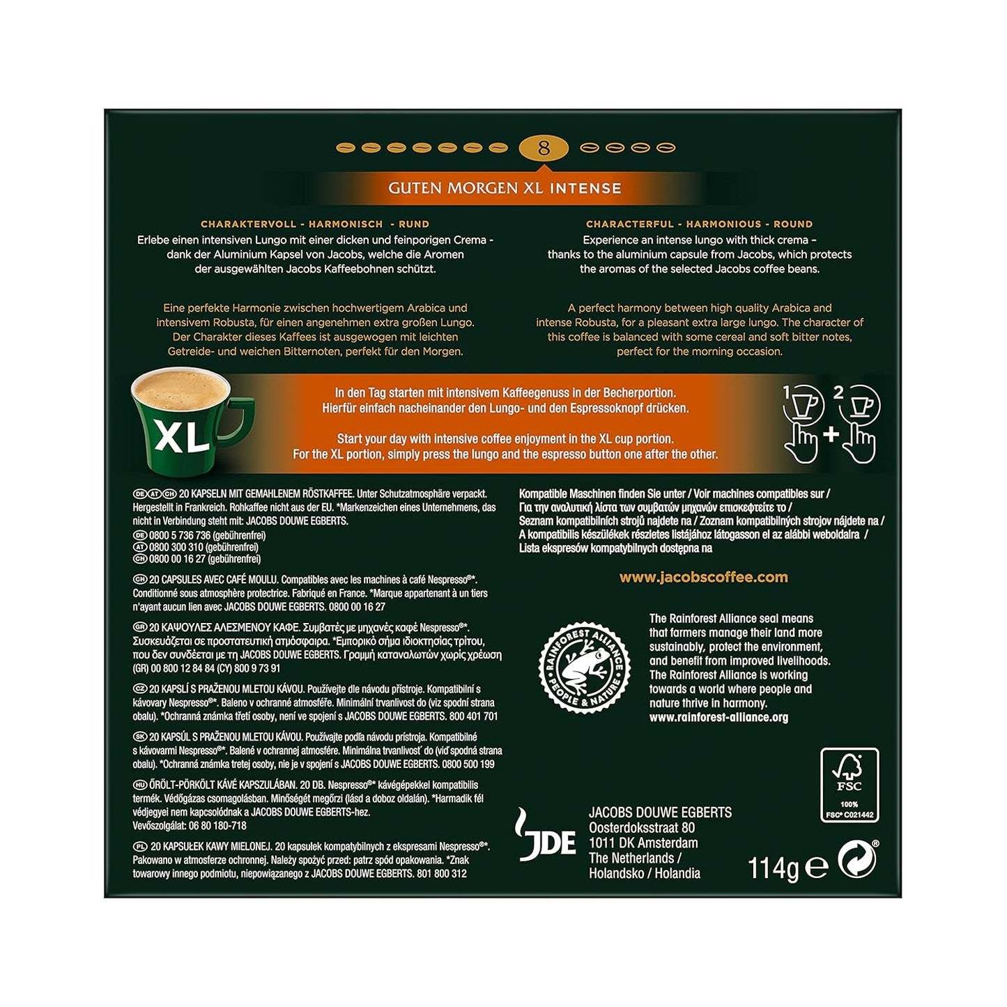 Jacobs Kaffeekapseln Guten Morgen XL Intense - Confezione da 10 (10 x 20 Getränke) & Kaffeekapseln Lungo Classico, Intensität 6 von 12, 20 Capsule compatibili Nespresso®*, 10 x 20 Getränke