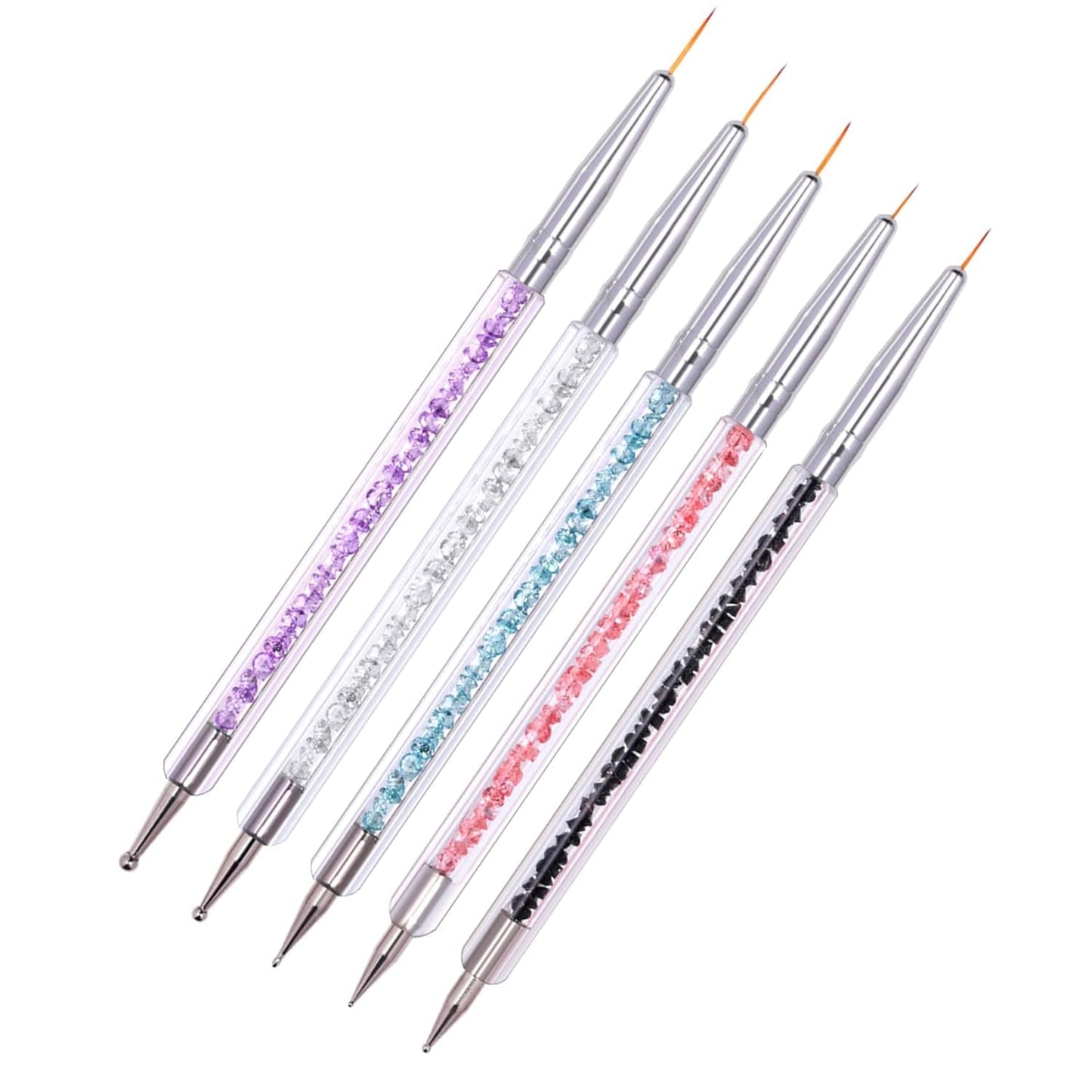 Set di 5 pezzi di pinsel Nagel, pinsel Nageldesign, strumenti per punteggiare nail art, penna acrilica professionale a doppia estremità per nail art design fai da te