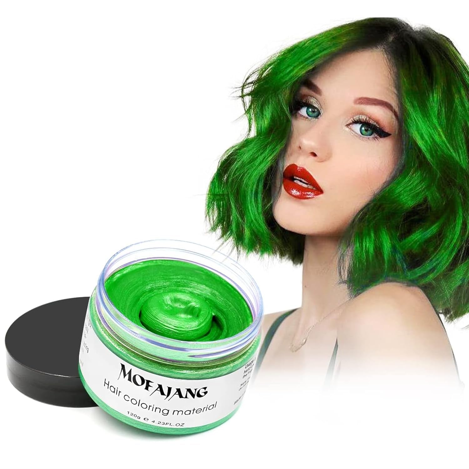 Tintura Temporanea Per Capelli, Cera Colorante Per Uomo Donna, Pomata Colorante Naturale Lavabile, Tintura Per Capelli Istantanea Per Feste, Cosplay, Halloween (Rosso) Naty Shop Tintura Per Capelli Verde 120G (1 Confezione)