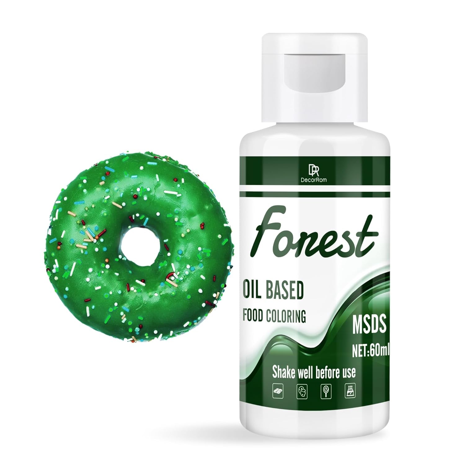 Miscela di colori dolci per cioccolato - 60 ml di polvere di olio per fondente, decorazioni per torte, torte - colorante alimentare fluido per burro di kakao, crema al burro, torta (nero) Naty Shop Wald