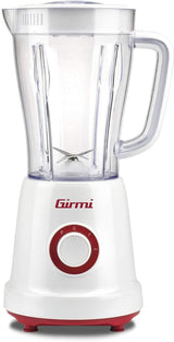Girmi FR46 Elektrischer Mixer, 1,5 litri, 2 Geschwindigkeiten Mit Pulse-Funktion, 4 Edelstahlklingen, Messbecherdeckel, Messbecher Mit Scale, Sicherheitseinrichtung, Weiß/Rot Kitchen Naty Shop