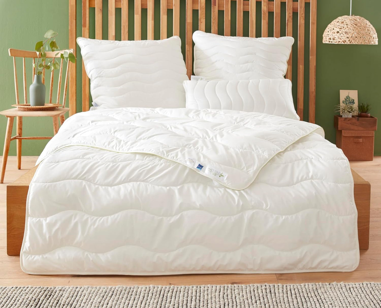 Badenia Trendline Trapunta ecologica Aerelle Blue Duo 135 X 200 cm, Bianco, Certificato Öko-Tex, Prodotto secondo lo standard di qualità tedesco Piumini e trapunte Naty Shop 155 X 220 Coperta estiva leggera