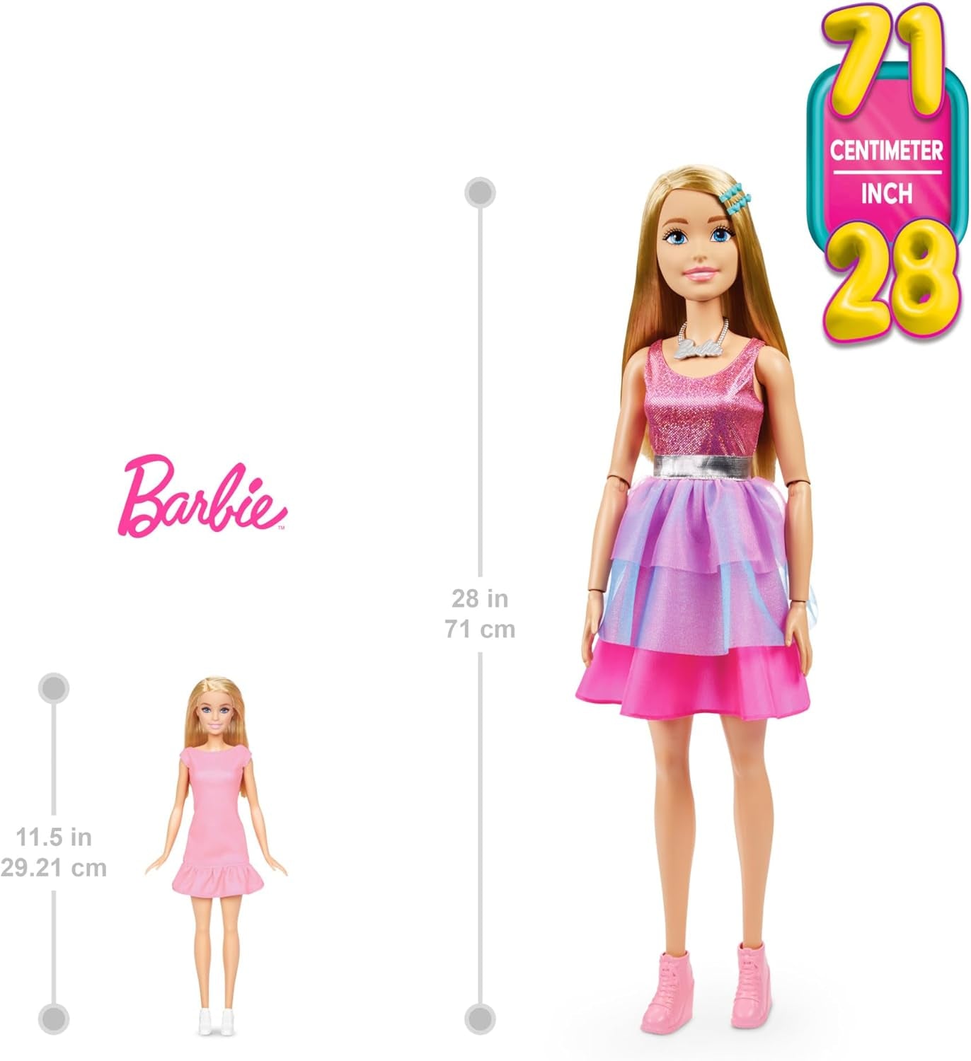 Barbie Extra Large Doll (71 cm) - vestito rosa, capelli biondi con fermaglio e collana, regalo per bambini 3+, HJY02 Dolls Naty Shop