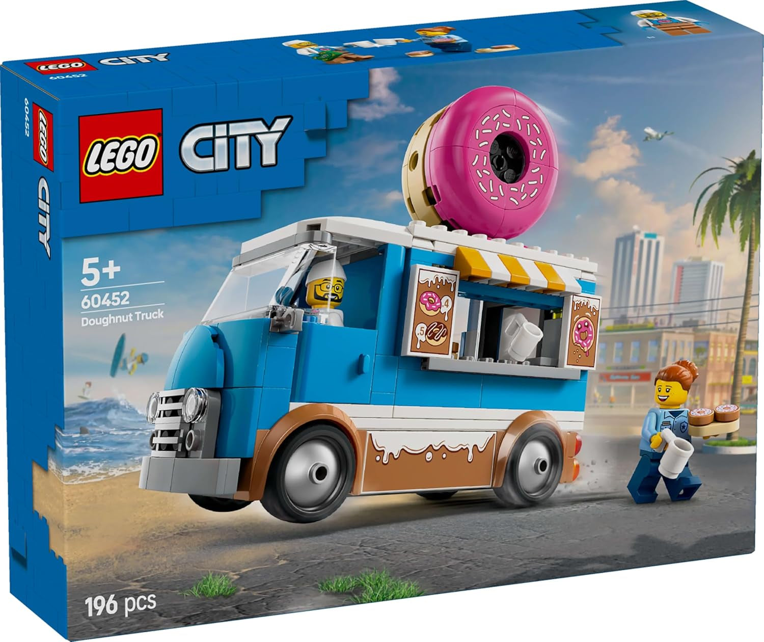 LEGO City Camion delle Ciambelle - Camion giocattolo del cibo con 2 minifigure della polizia - Giocattolo da costruzione per ragazzi e ragazze dai 5 anni in su - Idea regalo per compleanno e vacanze 60452 Set da costruzione Besuche den LEGO-Store