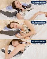 Cuscino IDEA, Cuscino ortopedico ergonomico per dolori al collo, Cuscino in memory foam per chi dorme sul fianco, sulla schiena e sull'addome, Cuscino antirussamento per uomini e donne (62 * 34,5 * 12/8 CM) Cuscini ortopedici cervicali Naty Shop