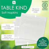 Tovaglioli morbidi bianchi Table Kind 100 sfusi, tovaglioli di alta qualità per feste, catering e uso quotidiano, FSC, sostenibili e riciclabili, Made in EU | 2Veli | 33cm