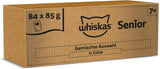 Whiskas Senior 7+ Selezione Mista di Cibo Umido in Gelatina, 84 Bustine, 84x85g (1 Confezione Grande) - Cibo umido di alta qualità per gatti dai 7 anni in su