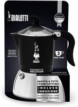 Macchina da caffè a induzione Bialetti Fiammetta, 2 tazze (100 ml), adatta a tutti i tipi di piani cottura, design elegante, nera