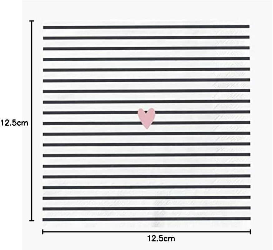 Tovaglioli Grafik Werkstatt con scritta 20 pezzi 25 cm x 25 cm cuore bianco e nero (confezione da 2)