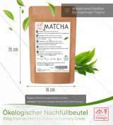 Tè Uniqo Matcha in polvere 200 g in confezione ecologica ricaricabile