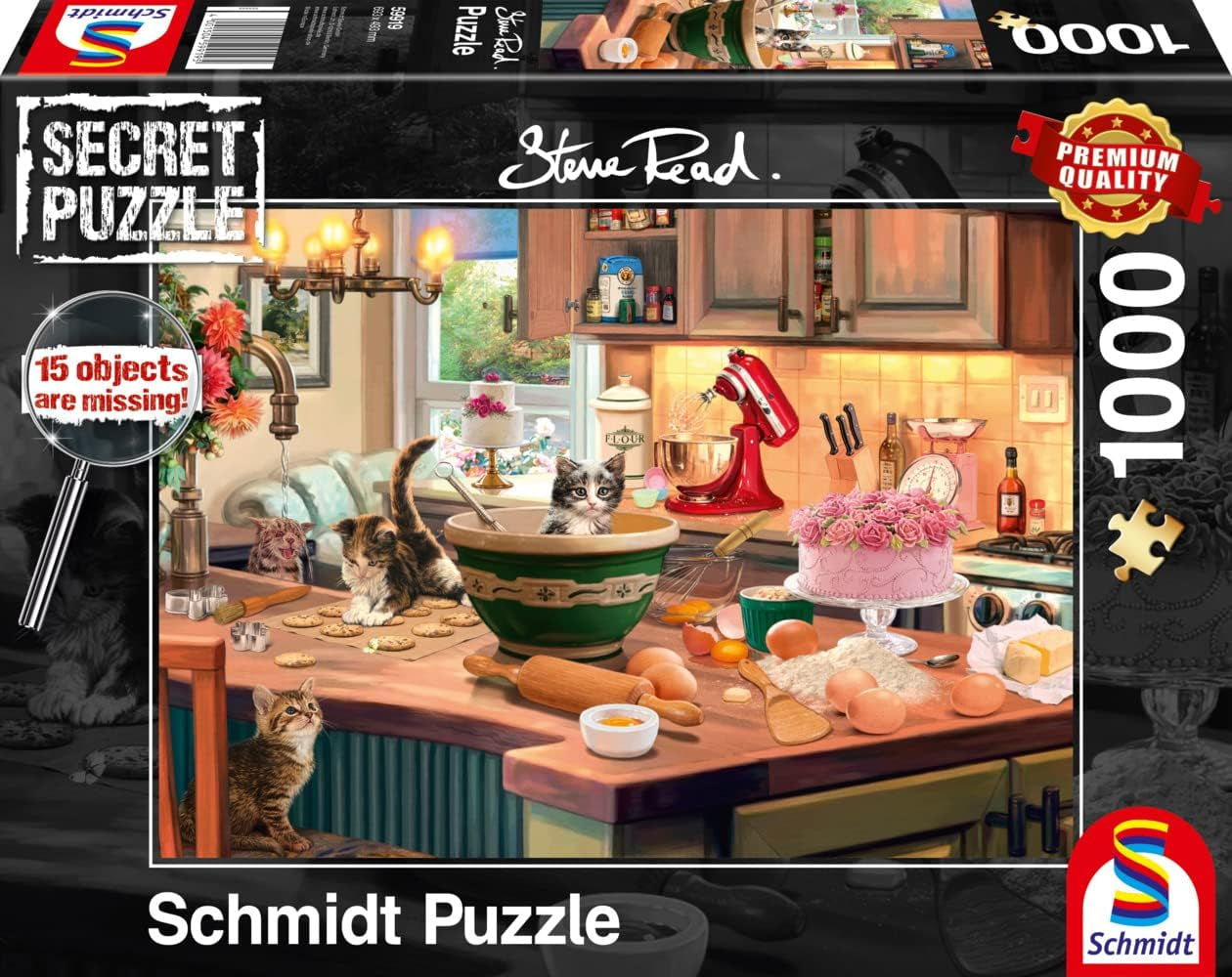 Schmidt Spiele 59919 Puzzle segreto, Al tavolo della cucina, 1.000 pezzi, Colorato, Puzzle grande Naty Shop Titolo predefinito