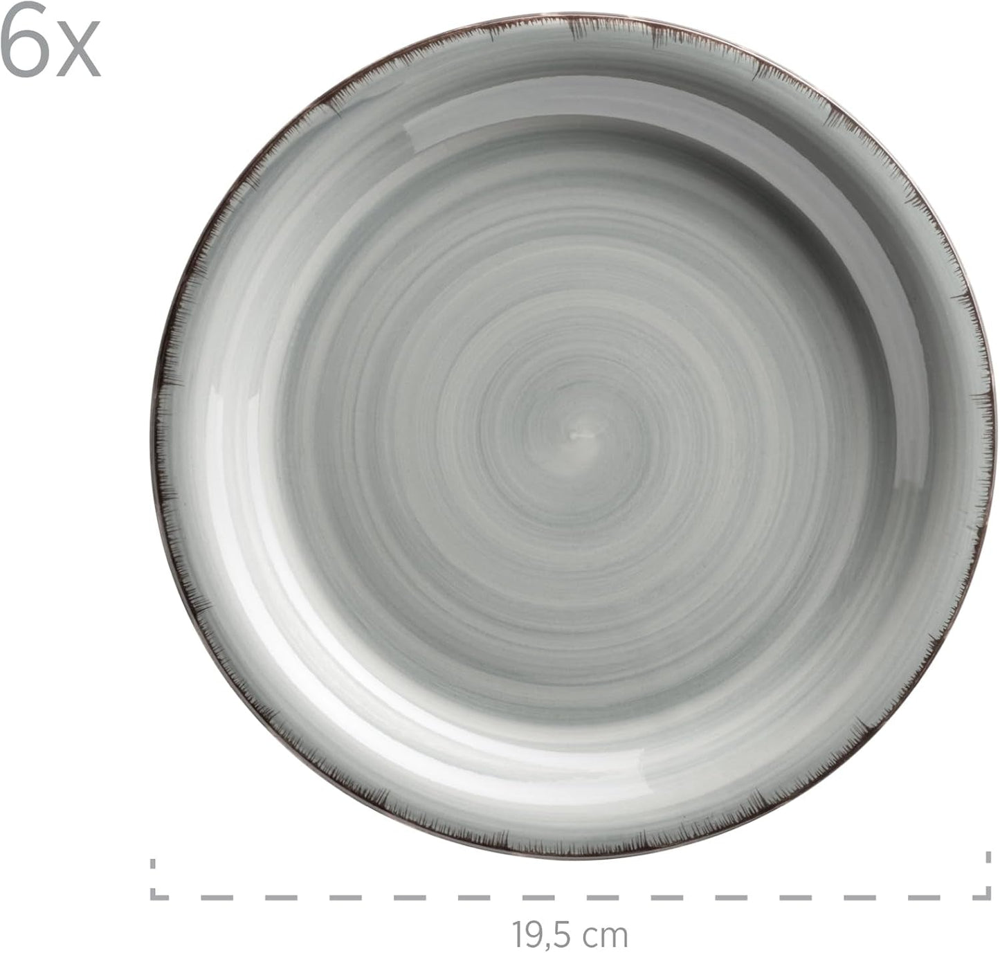 MÄSER 931875 Bel Tempo II Set di stoviglie per 6 con look vintage moderno, servizio da tavola da 18 pezzi, stoviglie in ceramica dipinta a mano, gres, blu fumo