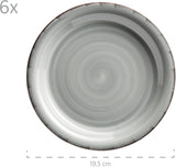 MÄSER 931875 Bel Tempo II Set di stoviglie per 6 con look vintage moderno, servizio da tavola da 18 pezzi, stoviglie in ceramica dipinta a mano, gres, blu fumo
