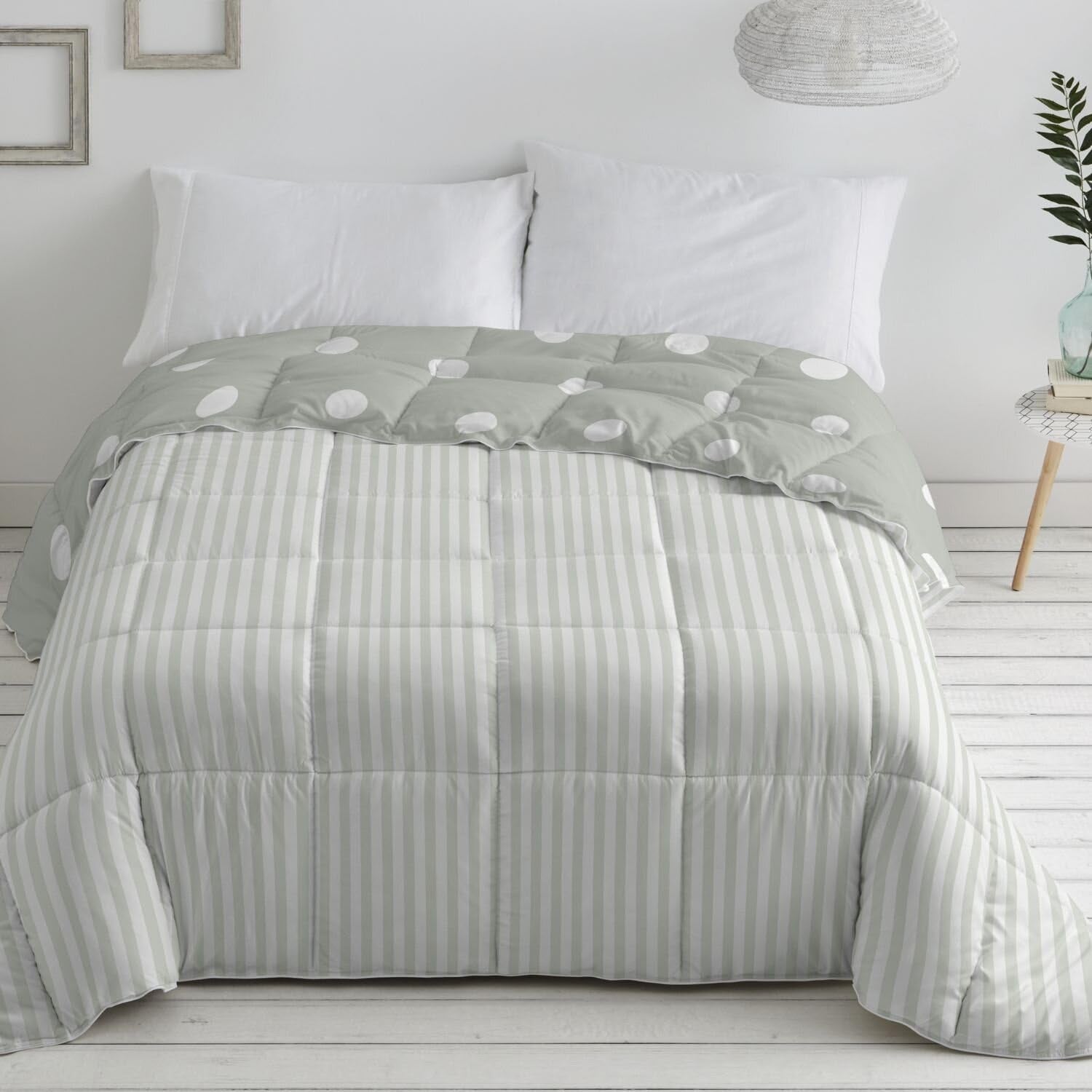 Piumino trapuntato sintetico, verde menta, Ancho 150-160 Cm Piumini e Trapunte Naty Shop