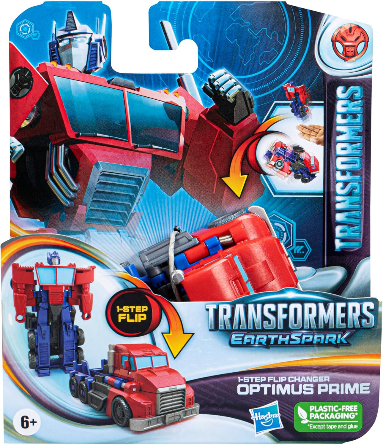 Transformers Earthspark 1-Step Flip Changer Optimus Prime Action Figure (10 cm) Robot Giocattolo Età 6+ Action Figure Naty Shop