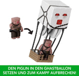 Mattel Minecraft Action Figure Set, Ghast con attacco di fuoco, luci, rumore, motorino di avviamento e proiettile, Guerriero Piglin, ispirato al film, Action figures JFB69 Naty Shop